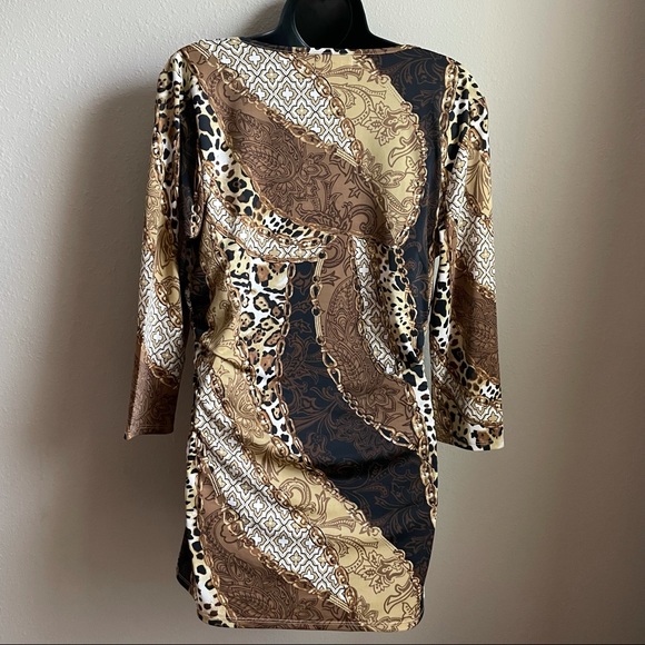 Carmen Marc Valvo long Sleeve Leopard Mini Dress L - Picture 10 of 10